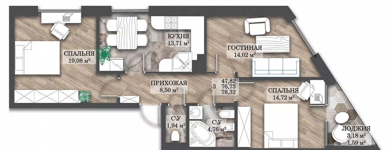 квартира г Иваново р-н Октябрьский пр-кт Ленина 55 ЖК «Левитан» фото 23