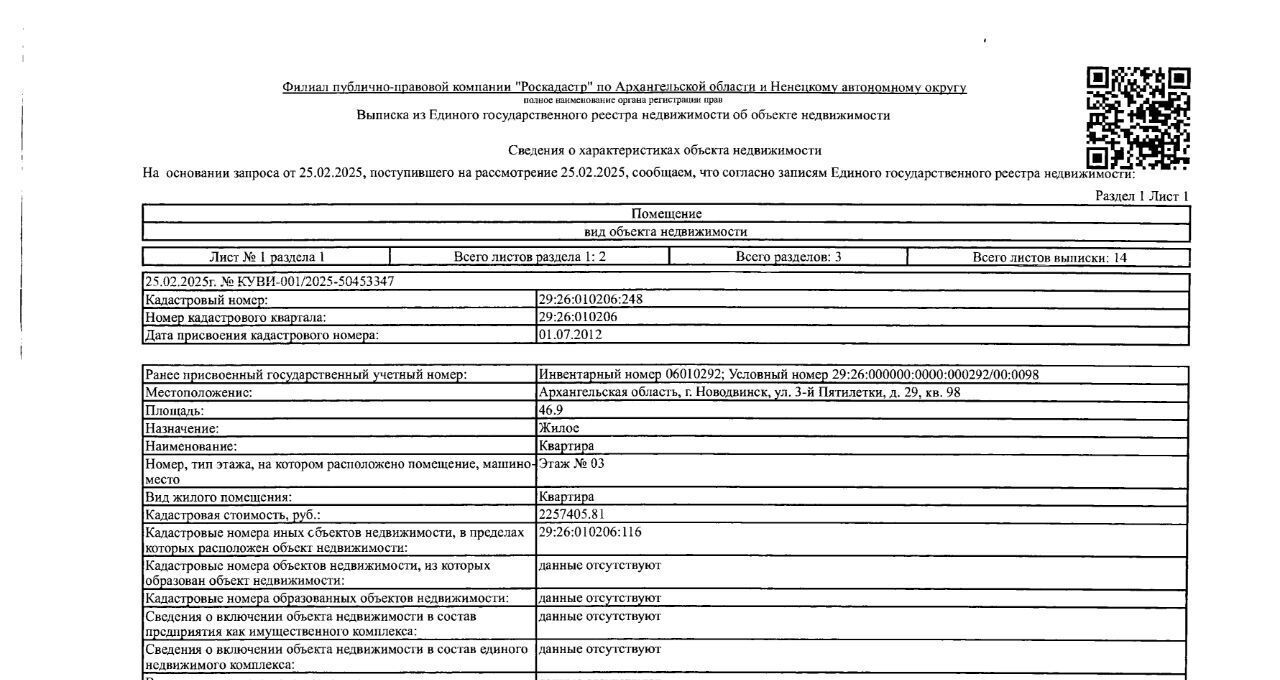 квартира г Новодвинск ул 3-ей Пятилетки 29 фото 1