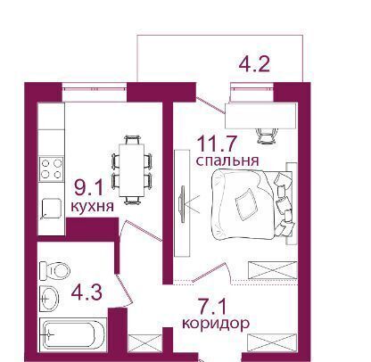 квартира г Иркутск р-н Правобережный мкр Топкинский 69 ЖК «Видный-3» Правобережный административный округ фото 2