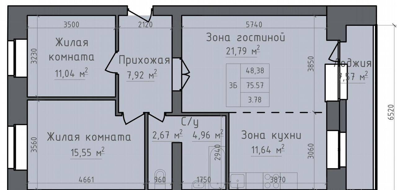 квартира г Абакан ул Авиаторов 1д ЖК "Авиатор на Набережной" фото 6