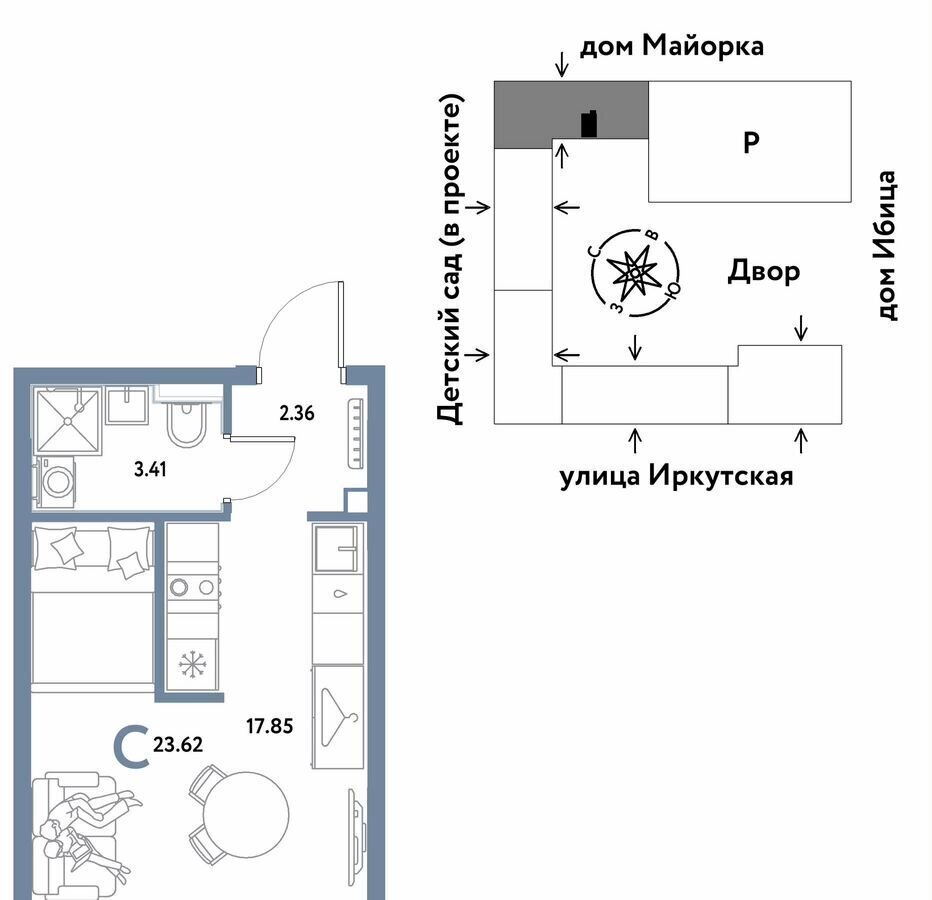 квартира г Тюмень р-н Калининский ул Иркутская 14 ЖК Остров-сад корп. 1 фото 1