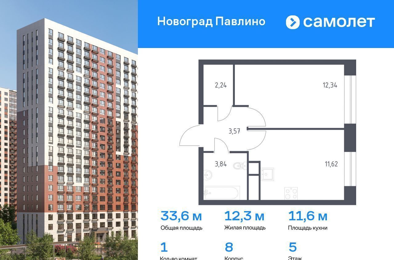 квартира г Балашиха мкр Новое Павлино ЖК «Новоград Павлино» жилой квартал Новоград Павлино, к 8, Некрасовка фото 1
