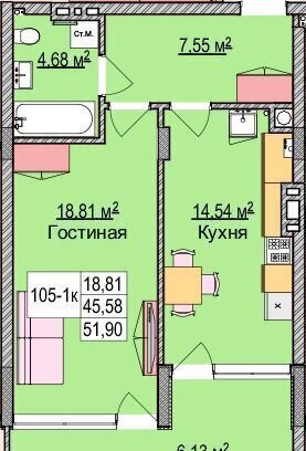квартира р-н Зеленоградский г Зеленоградск ул Гагарина 87 ЖК «Атлантис» фото 2