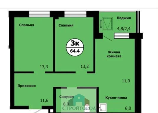 квартира г Красноярск р-н Свердловский ул Лесников 1 фото 1