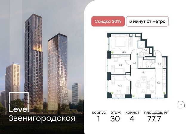 метро Хорошёво дом 1 муниципальный округ Хорошёво-Мнёвники, ЖК «Level Звенигородская» фото