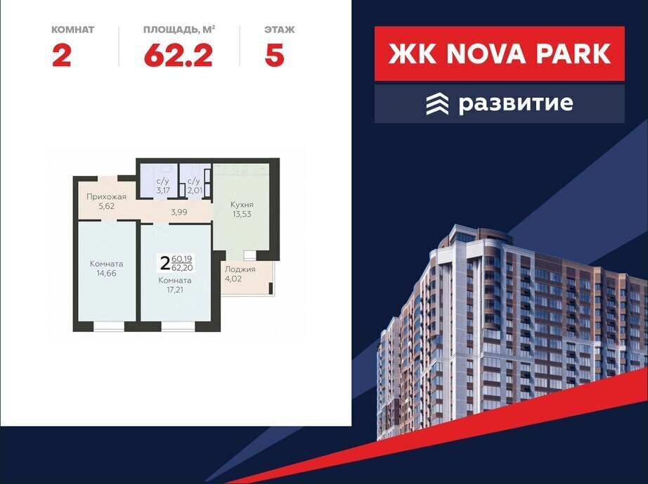 квартира г Орел р-н Заводской ул Панчука 83а ЖК «Nova Парк» фото 1