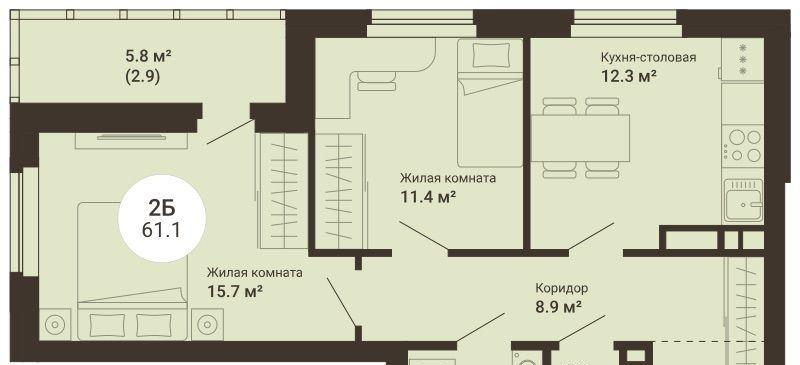 квартира г Екатеринбург р-н Чкаловский Вторчермет ул 2-я Новосибирская 10 фото 1