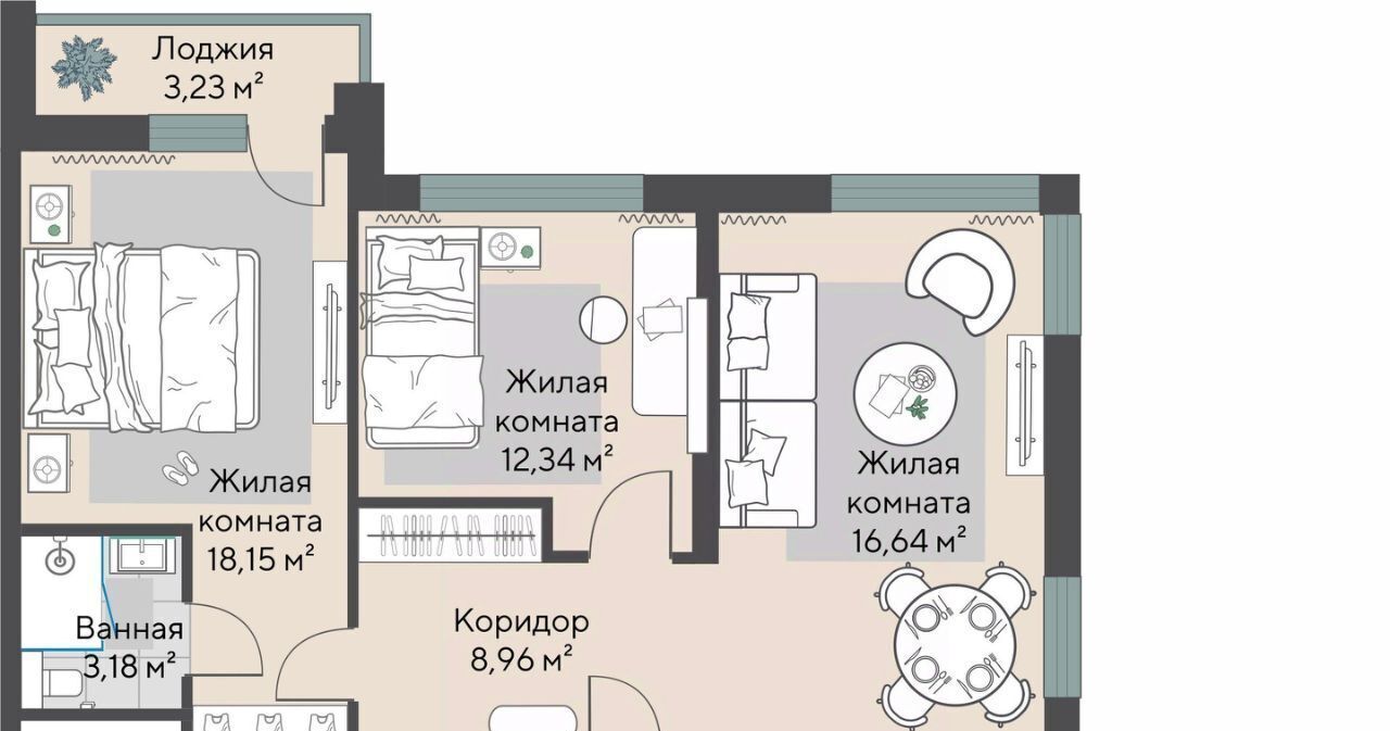 квартира г Екатеринбург Эльмаш ЖК Изумрудный Бор Проспект Космонавтов, жилрайон фото 1
