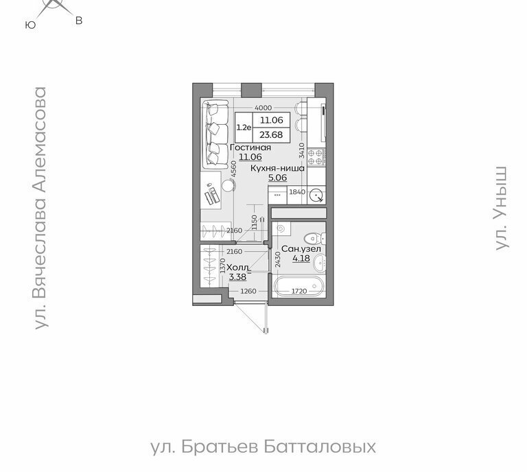 квартира г Казань р-н Приволжский ЖК «Батталовский» Проспект Победы фото 18