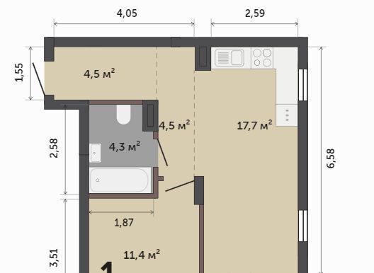квартира г Екатеринбург Чкаловская ул Краснолесья 10/7 фото 1