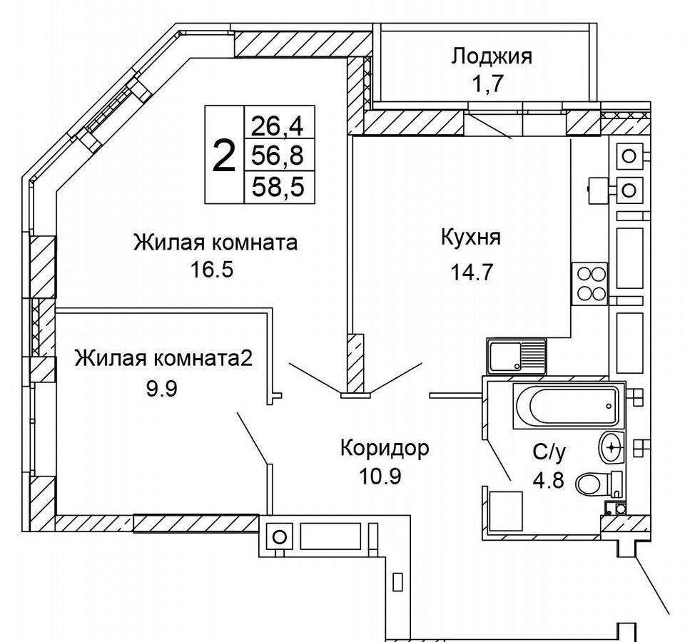 квартира г Волгоград р-н Кировский ул 70-летия Победы 21а фото 1