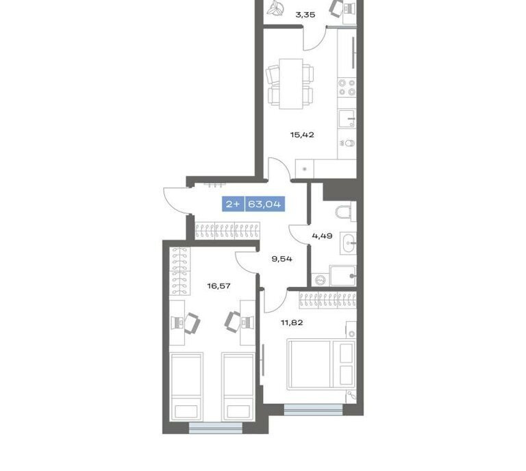 квартира г Тобольск Зона ВУЗов 7 фото 1