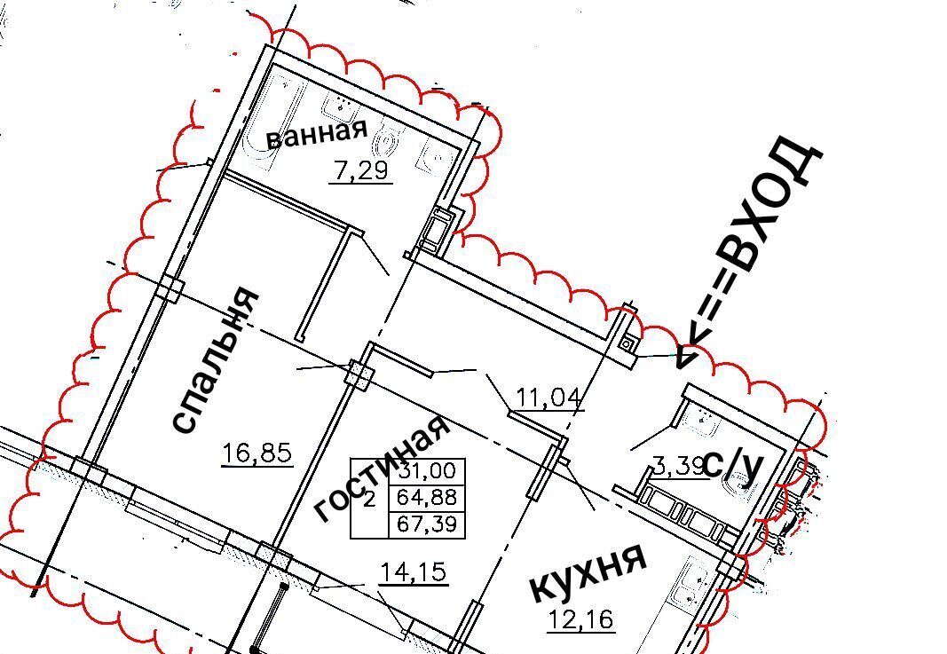 квартира г Санкт-Петербург пр-кт Приморский 62к/1 Беговая фото 36