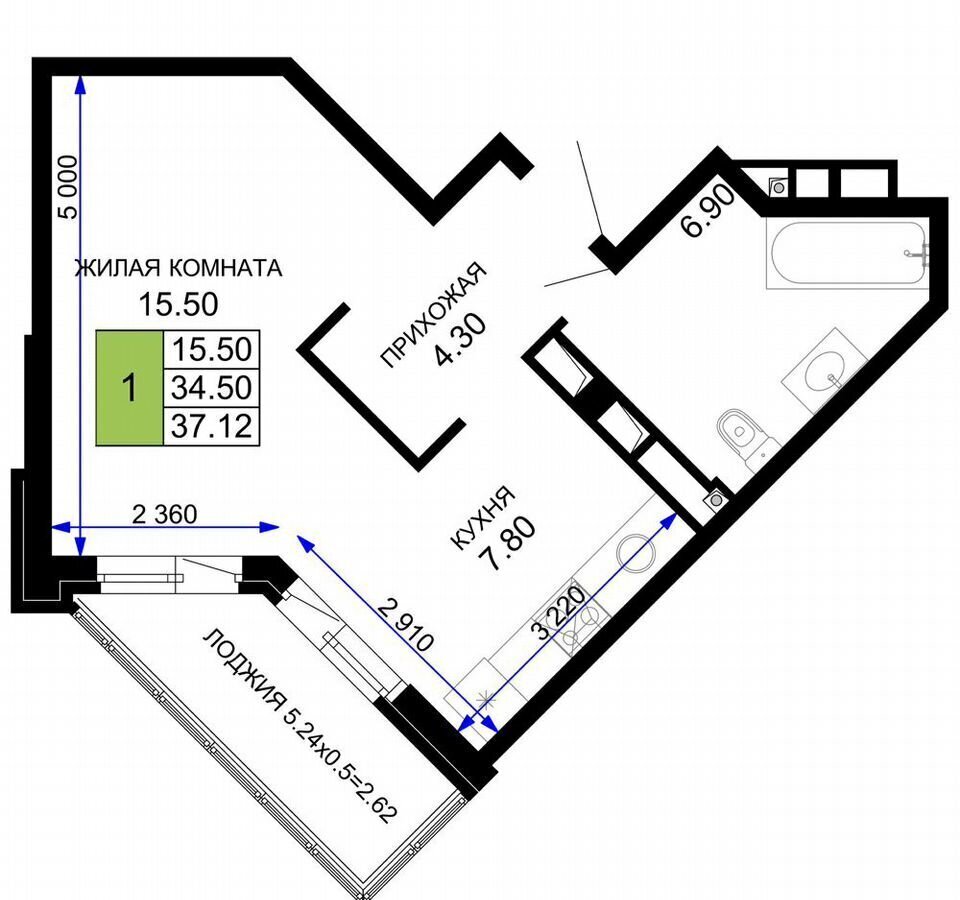 квартира г Краснодар р-н Прикубанский ул Ветеранов 6 д. 85 фото 7
