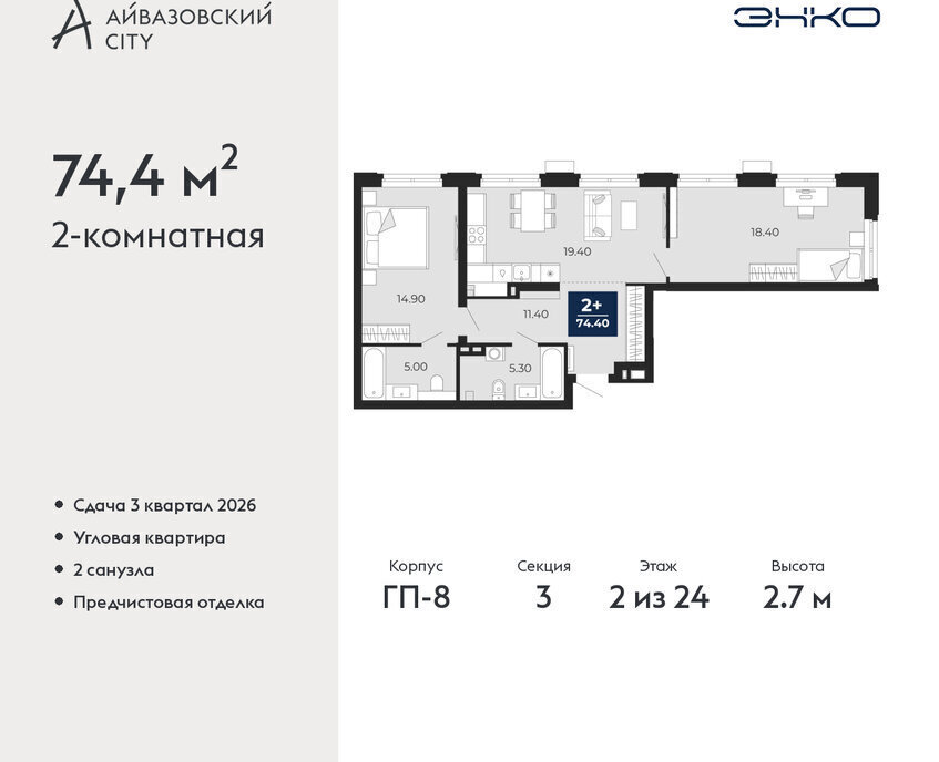 квартира г Тюмень ЖК Айвазовский фото 1
