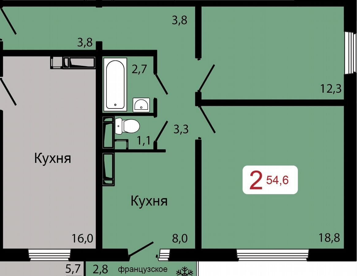 квартира г Красноярск р-н Октябрьский ул Калинина 2 фото 1