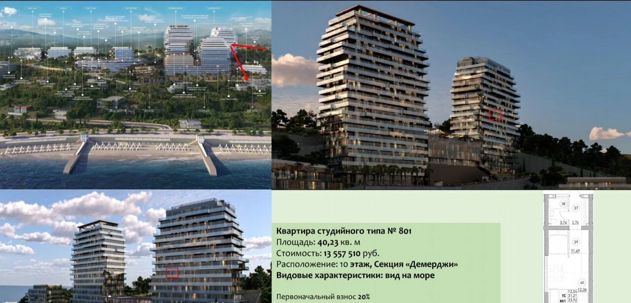 квартира г Алушта п Семидворье р-н мкр Аян-Дере стр. Д 1, Д 3, Е фото 2