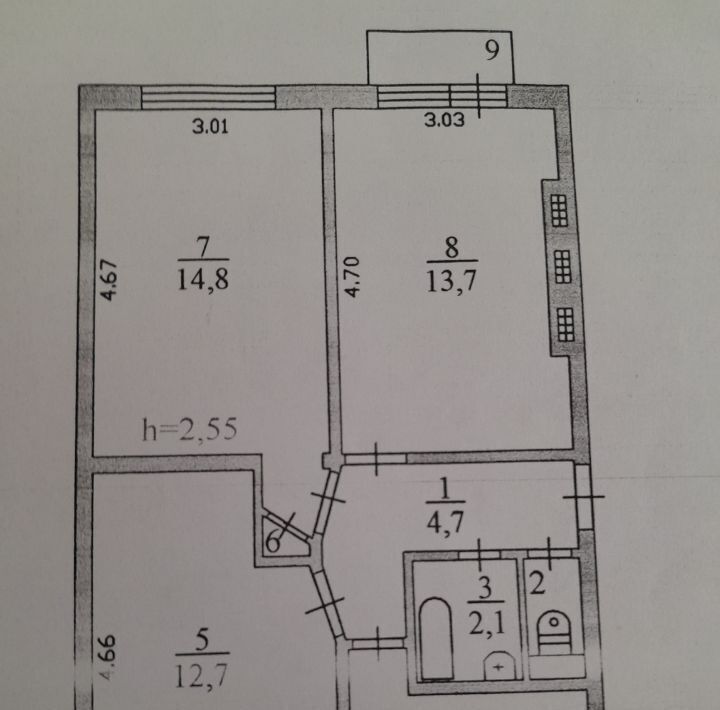 квартира г Мирный ул Мира 1а фото 18