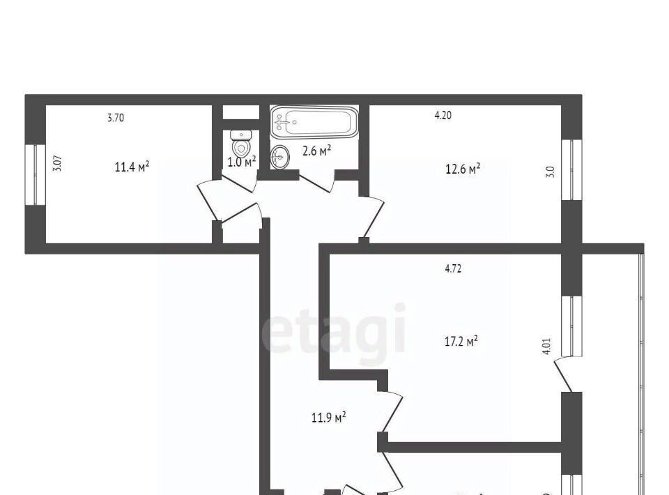 квартира г Петрозаводск Древлянка б-р Интернационалистов 6к/3 фото 2