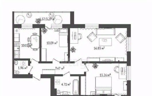 квартира р-н Центральный ул Гусарова 48 фото