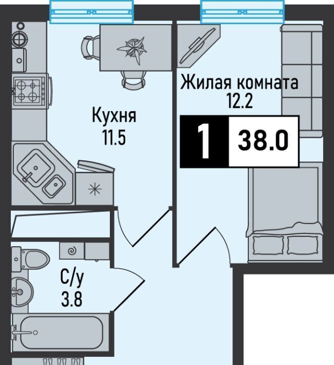 квартира г Железноводск п Иноземцево п Капельница ЖК «Живописный» фото 1