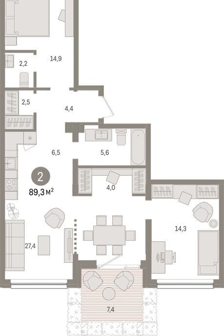 квартира г Тюмень ул Мысовская 26к/1 фото 2