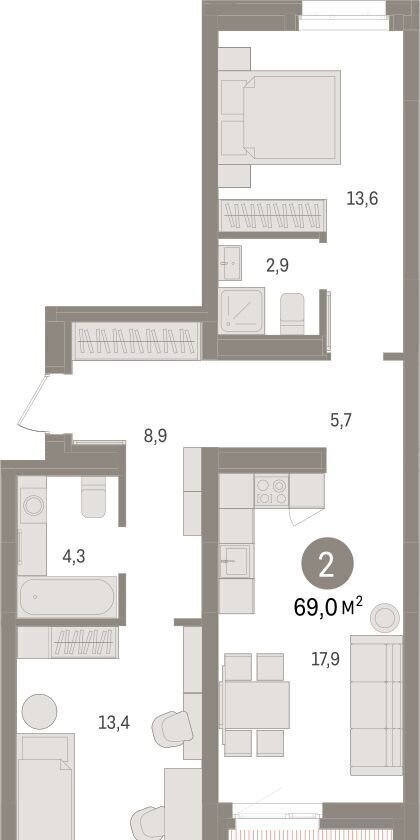 квартира г Сургут р-н Центральный проезд Марии Поливановой 3 фото 2