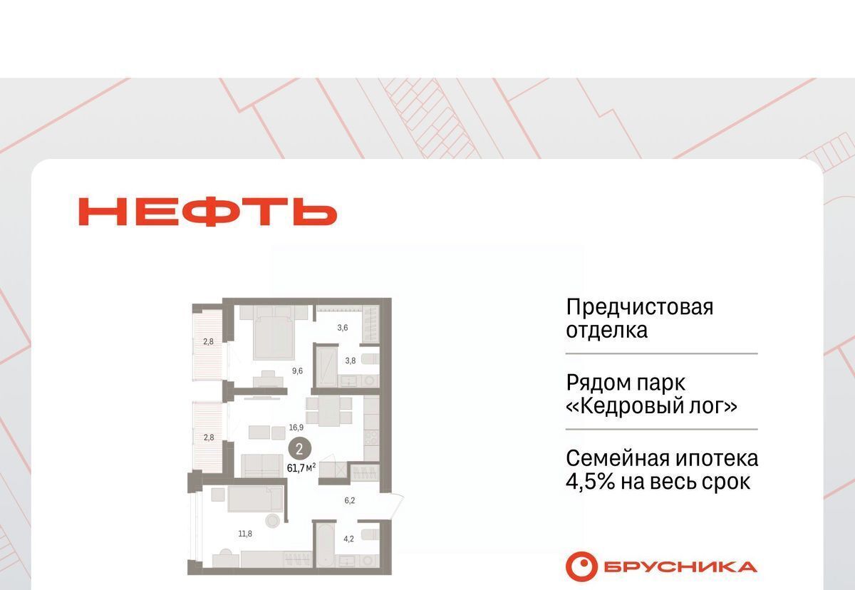 квартира г Сургут ЖК «Нефть» 2-й, 1-й мкр фото 1