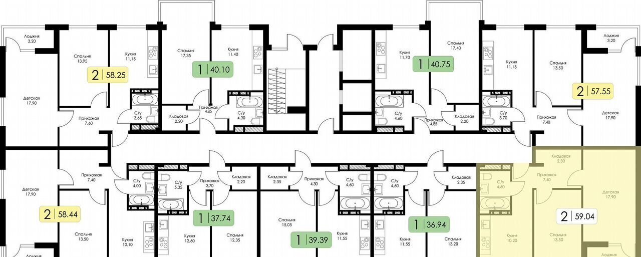 квартира г Смоленск р-н Ленинский ш Краснинское 4 блок-секция 1, 2, 3 фото 12