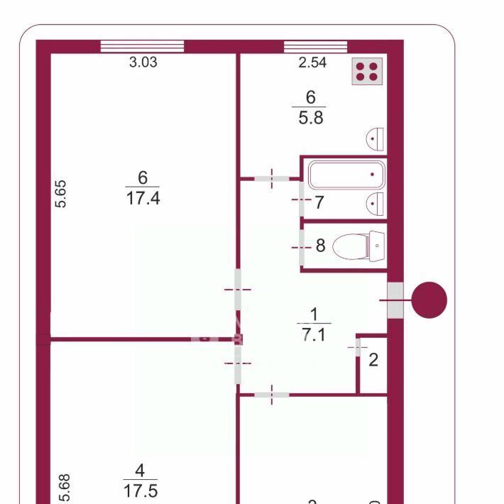 квартира г Омск р-н Центральный ул 20-я Линия 55а фото 2