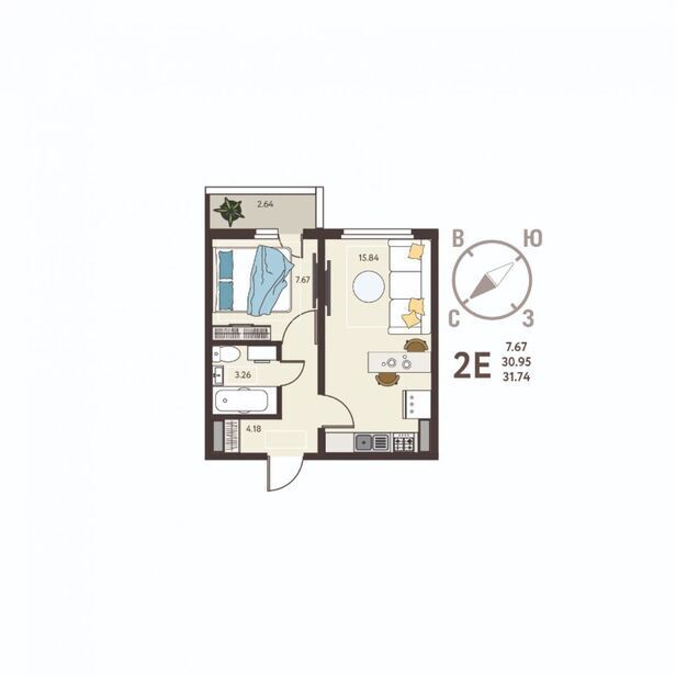 квартира г Курск р-н Центральный ул Энгельса 115а/3 фото 2