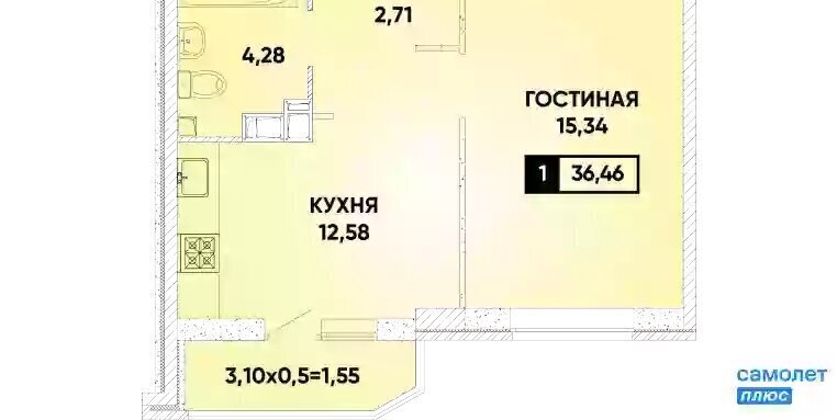 квартира г Краснодар ул им. Героя Георгия Бочарникова 12/2 фото 1