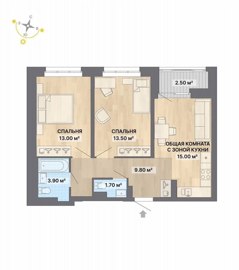 квартира г Екатеринбург р-н Чкаловский ул Щербакова 148/2 фото 2