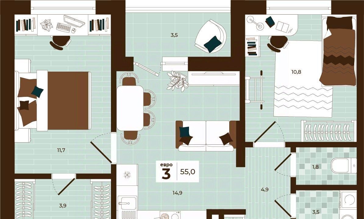 квартира г Тула р-н Центральный ул Академика Насоновой 3 фото 1