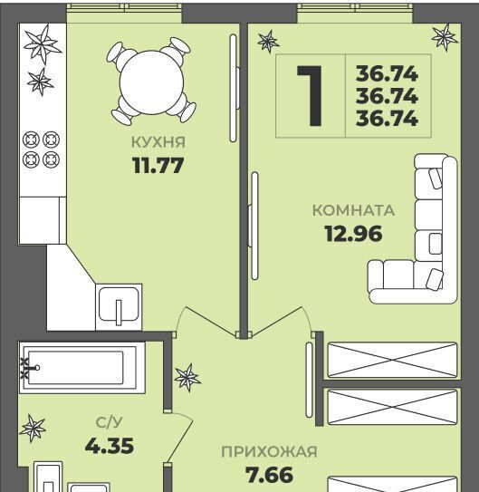 квартира г Калининград р-н Московский ул. Толстикова, д. 36, корп. 2 фото 2