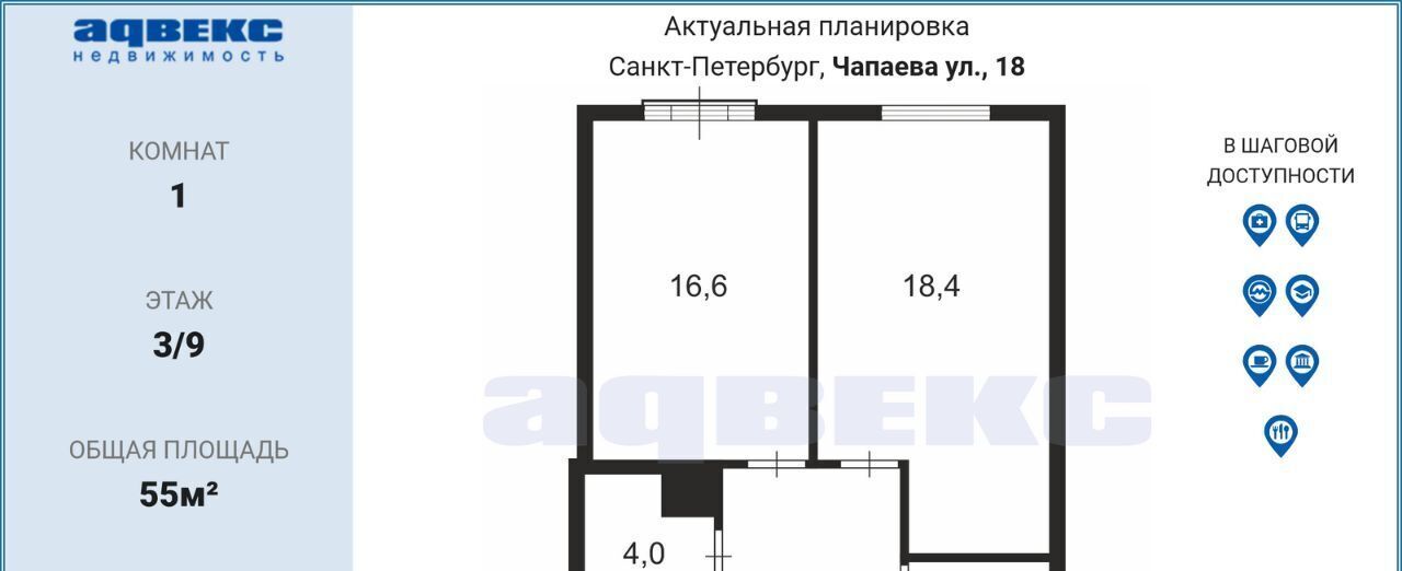 квартира г Санкт-Петербург метро Петроградская ул Чапаева 18 фото 2