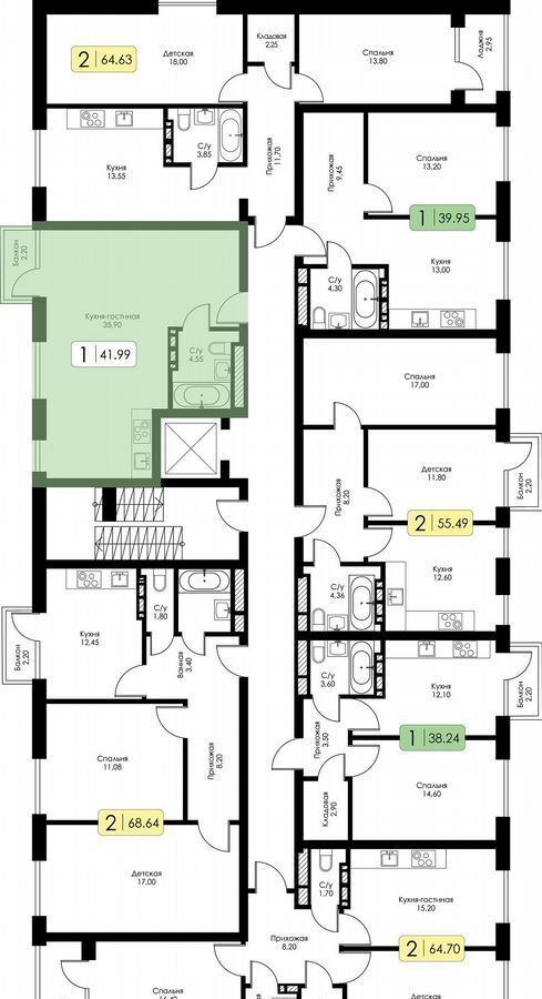 квартира г Смоленск р-н Ленинский ш Краснинское 4 блок-секция 1, 2, 3 фото 10