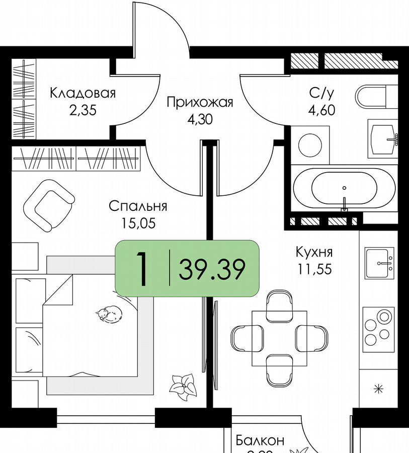 квартира г Смоленск р-н Ленинский ш Краснинское 4 блок-секция 1, 2, 3 фото 11