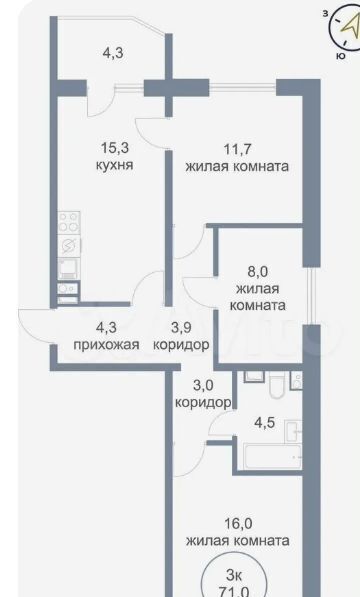 квартира г Нефтеюганск мкр-н 11В, 5, Тюменская обл. фото 1