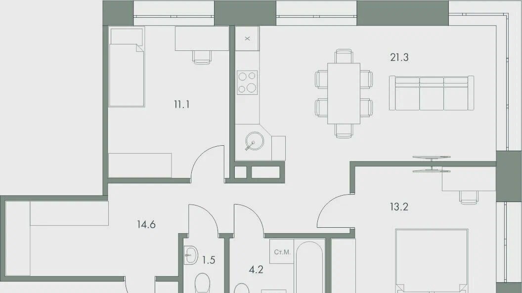 квартира г Ханты-Мансийск ул Красноармейская 45 фото 4