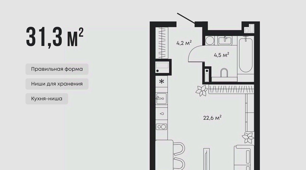 квартира г Тюмень р-н Центральный ЖК «Челюскинцев, 5» фото 3