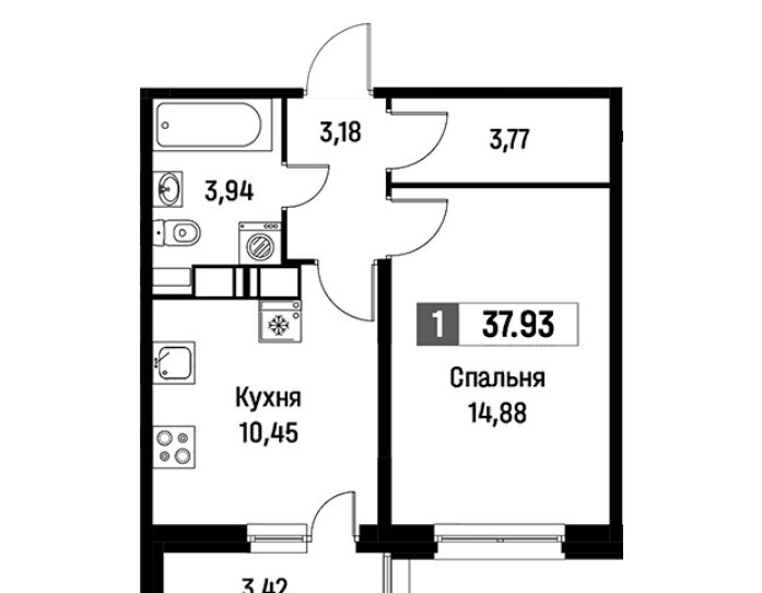 квартира р-н Всеволожский г Мурино пр-кт Авиаторов Балтики 15б Девяткино, Западный м-н фото 2