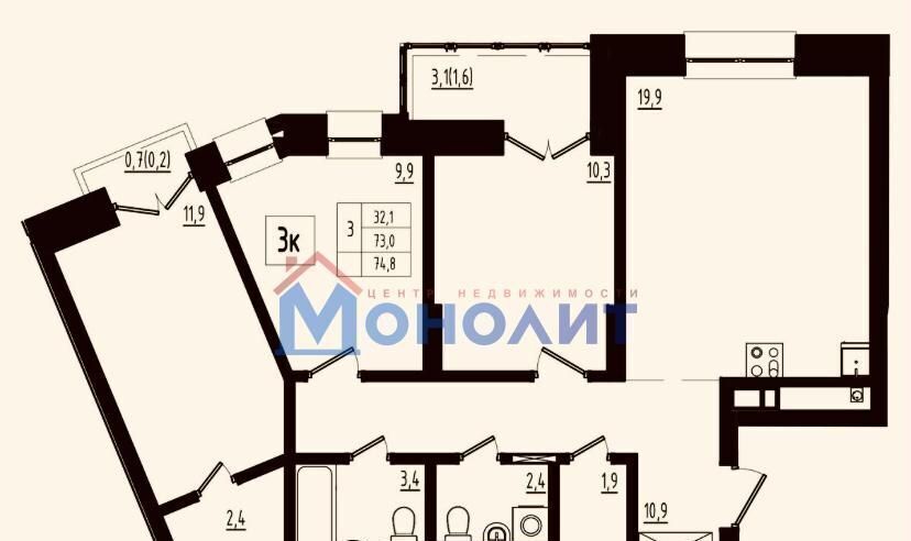 квартира г Ярославль р-н Фрунзенский ул Бурмакинская 13 фото 2