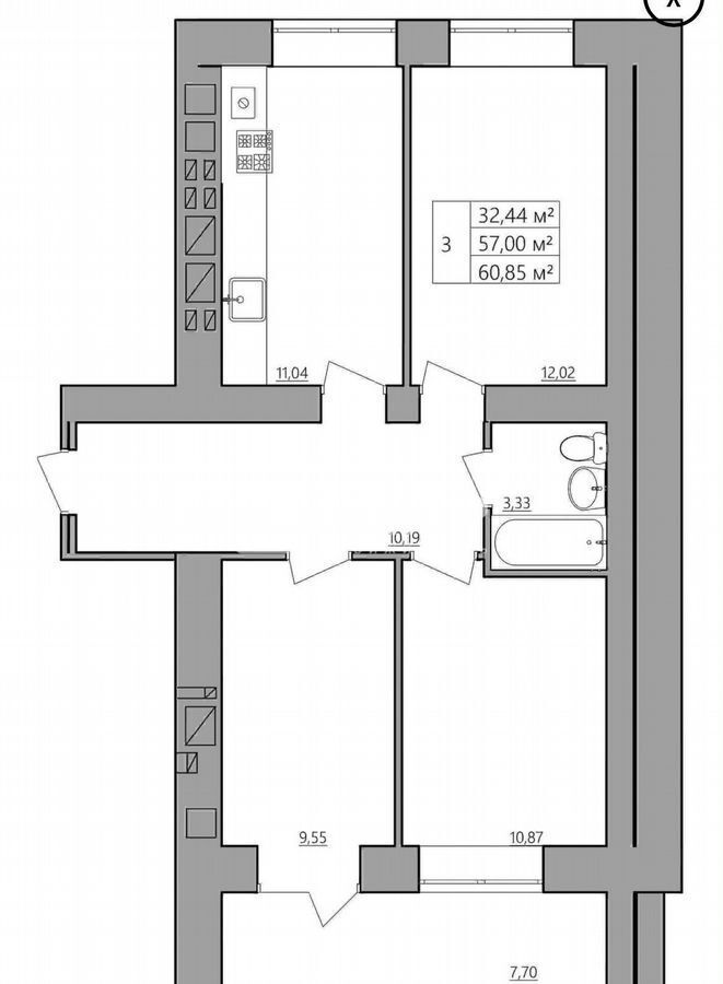 квартира г Кострома р-н Центральный ул Индустриальная 53/5 фото 2