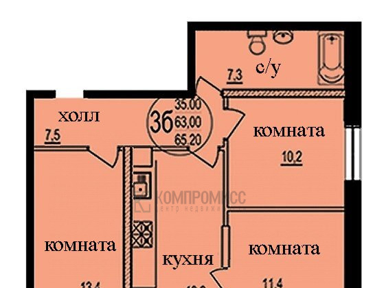 квартира г Краснодар р-н Прикубанский мкр им Петра Метальникова ЖК «Радуга» им. Евгении Жигуленко, 7 фото 8