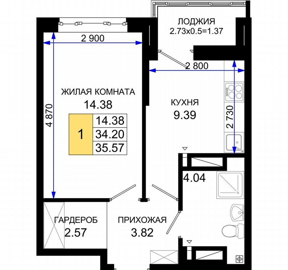 квартира г Ростов-на-Дону р-н Октябрьский пер Элеваторный ЖК «Октябрь Парк» поз. 1. 1 фото 18