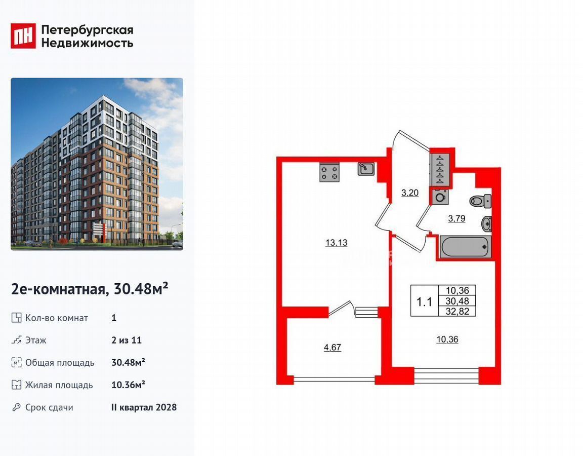 квартира г Санкт-Петербург метро Елизаровская пр-кт Обуховской Обороны 4 ЖК «Астра Континенталь» округ Невская застава фото 1