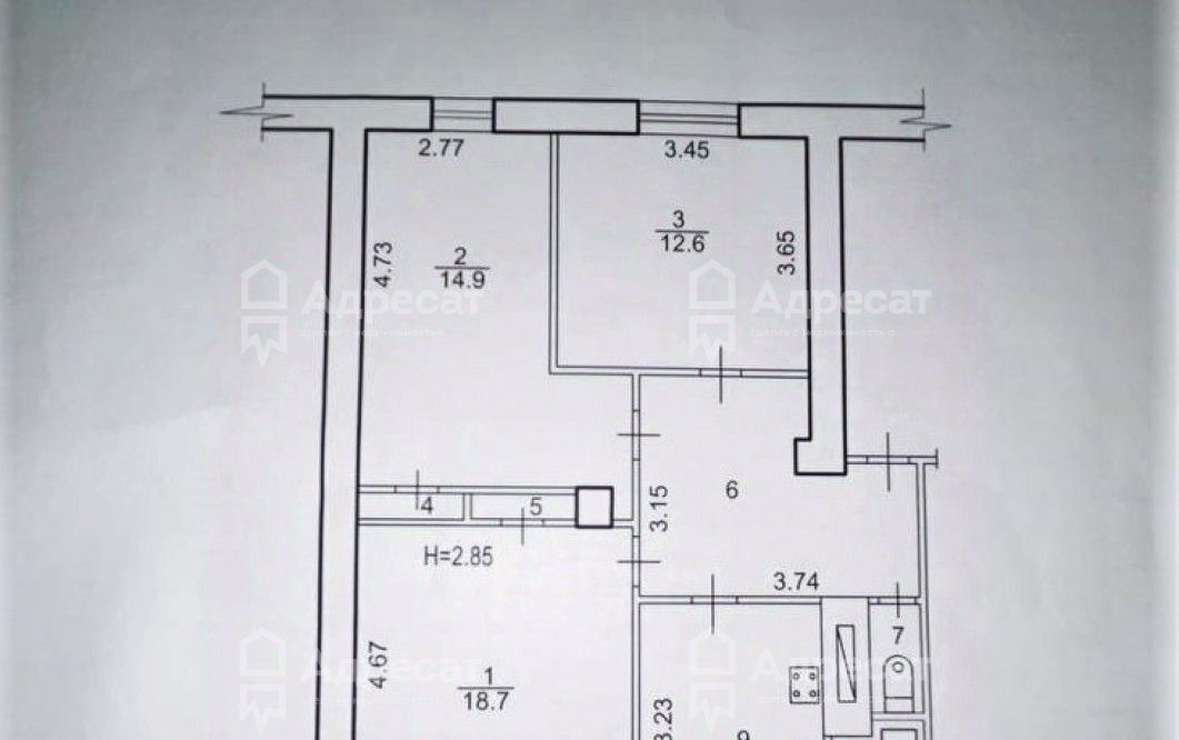 квартира г Волгоград р-н Тракторозаводский ул 95-й Гвардейской 7 фото 7