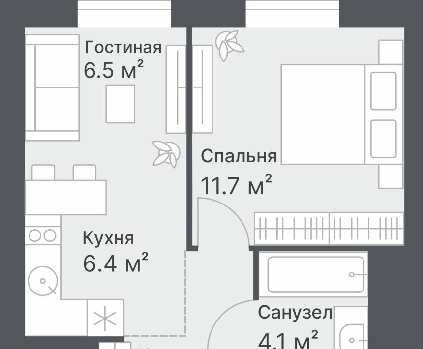 квартира г Тюмень р-н Калининский ул Кремлевская 95 ЖК «Дружеский» Калининский административный округ фото 1