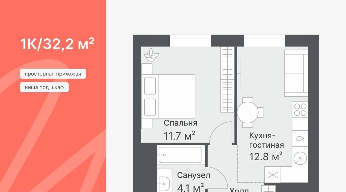 квартира г Тюмень р-н Калининский ул Кремлевская 95 ЖК «Дружеский» Калининский административный округ фото 2